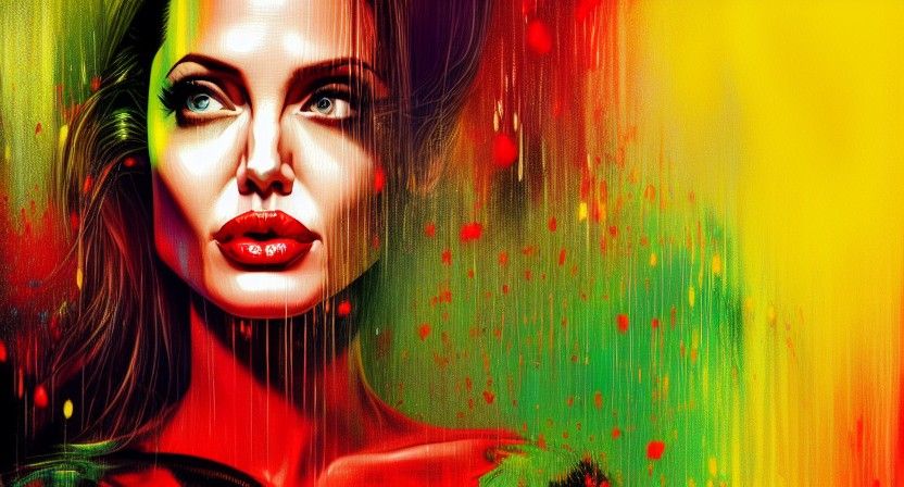 Angelina Jolie Portrait in Cel-Shaded Style