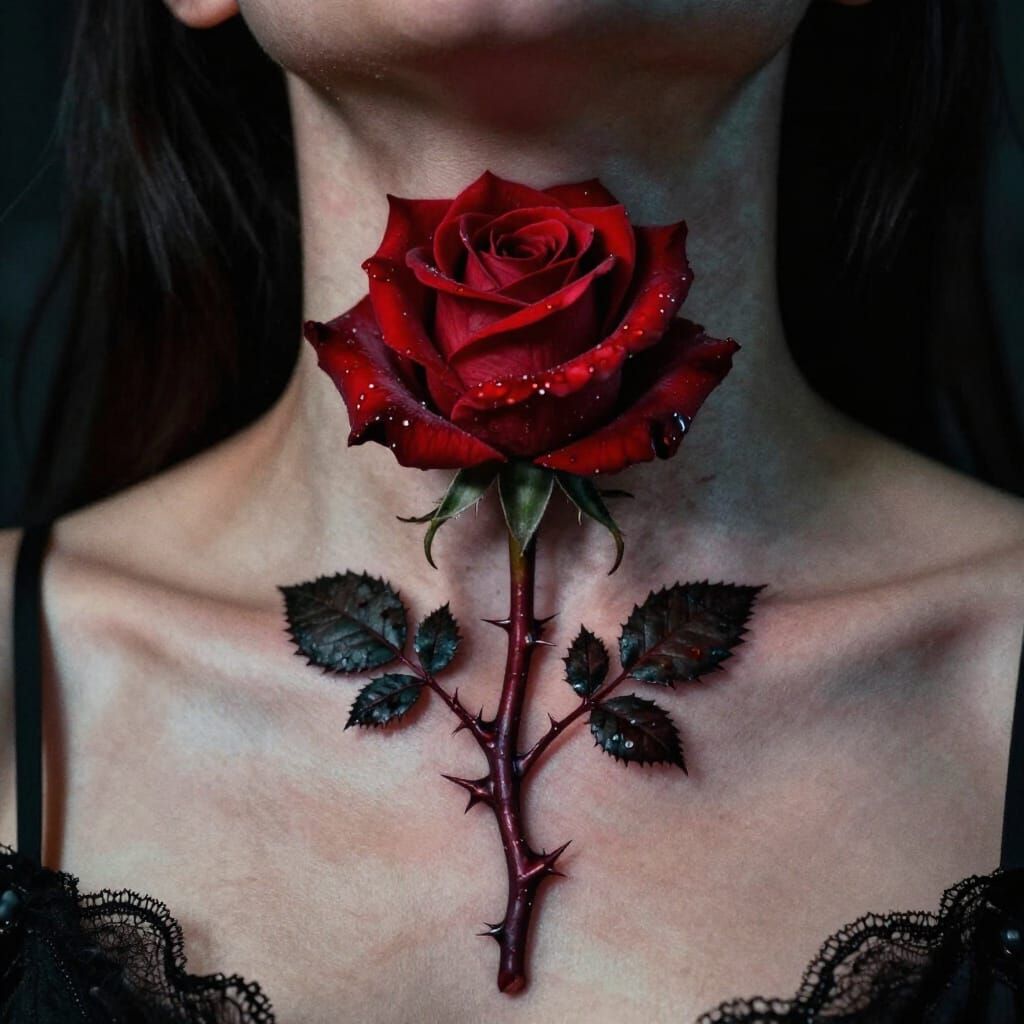 Evil Rose Tattoo Design: Horror Theme