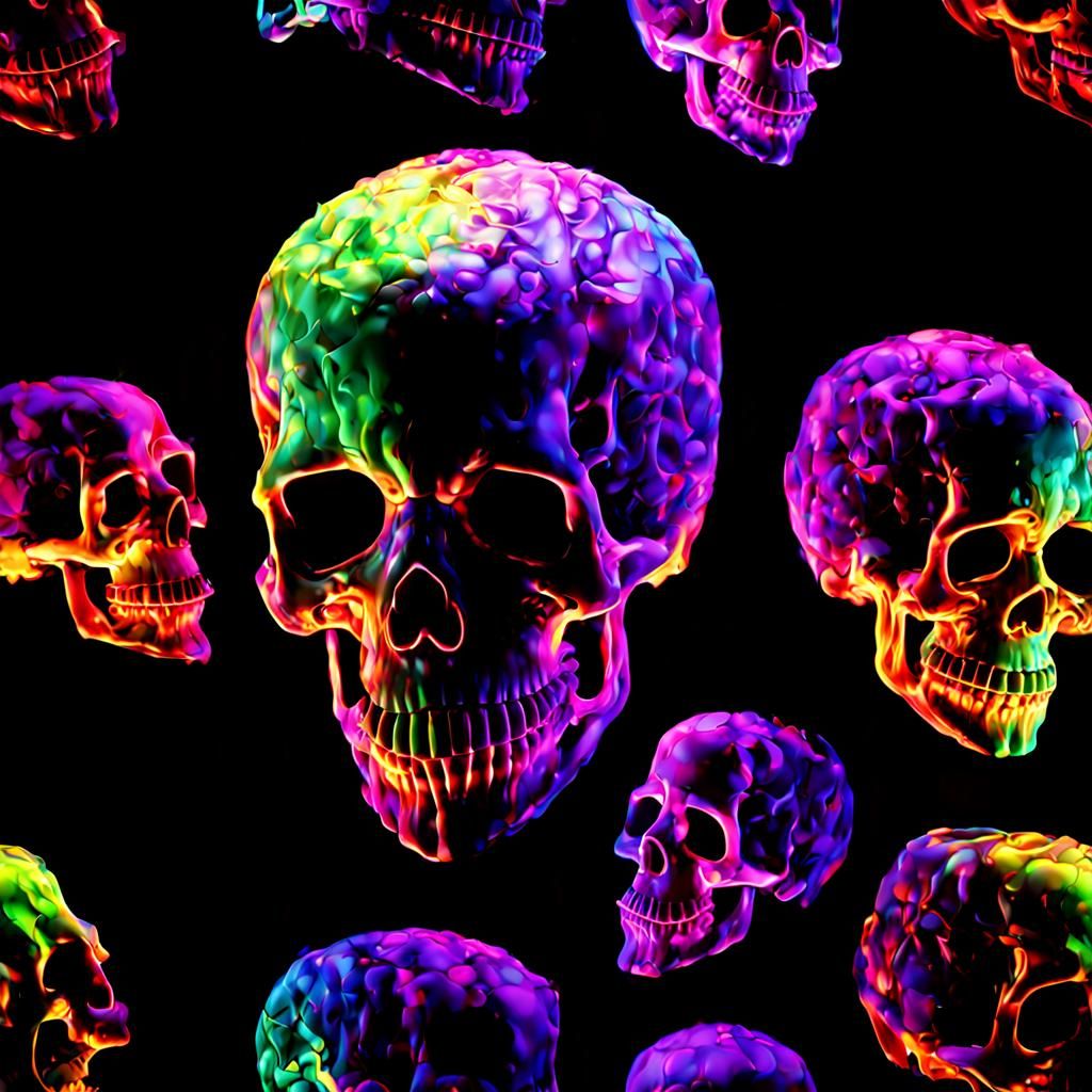 Fluorescent Skull Aglow in the Darkness