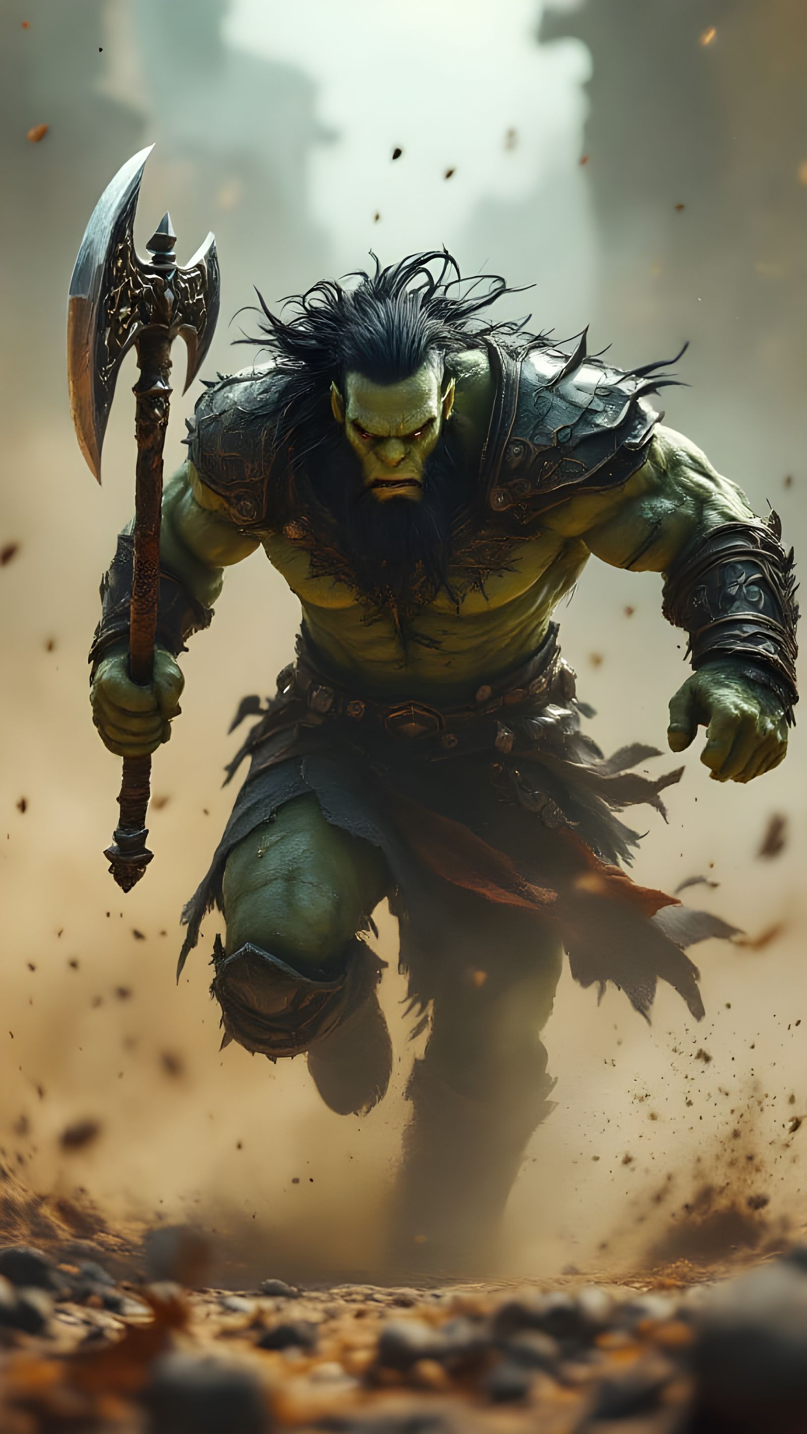 Powerful Orc Warrior in Epic Battle Scene