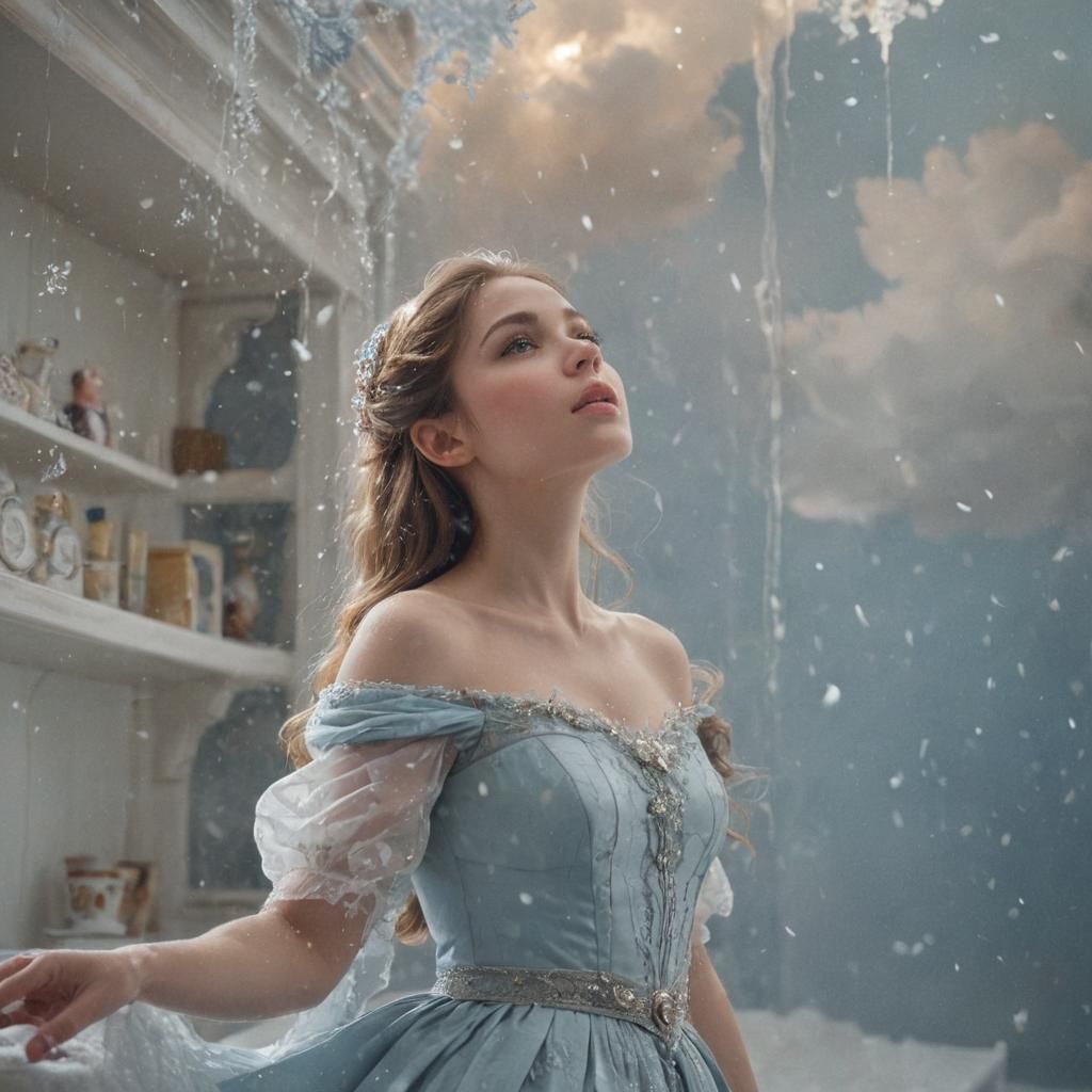 Princess Watches Flood Turn to Snow in Dreamlike Art