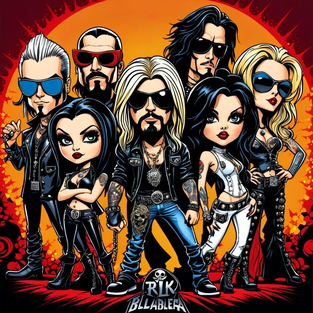 Teen Angel Rock Band in Y2K Chibi Cartoon Style