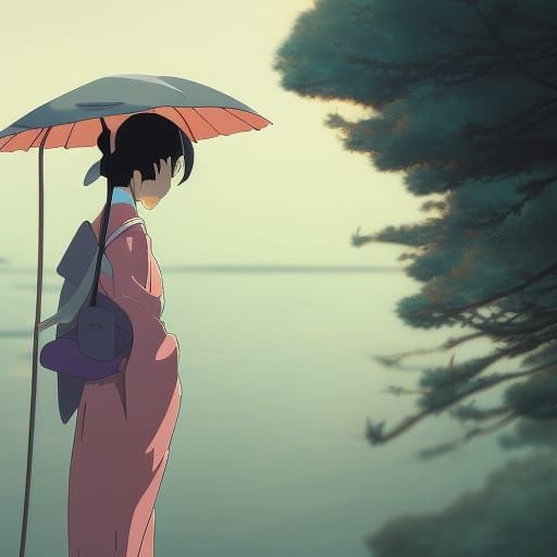 Geiko in Studio Ghibli Anime Style