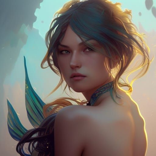 Mermaid City Portrait in Concept Art Style