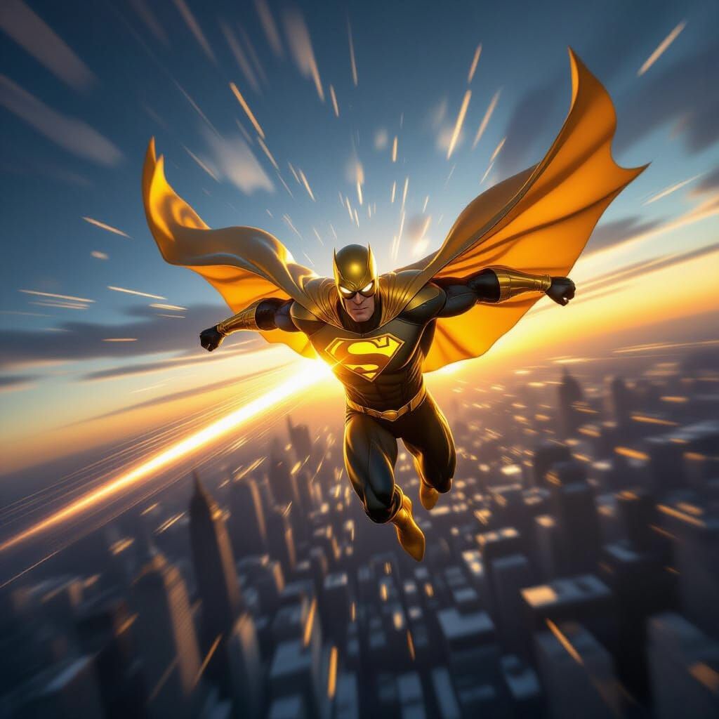 Sentry Flies at Supersonic Speeds Over Cityscape