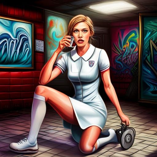 Dental Nurse in Graffiti Art Style