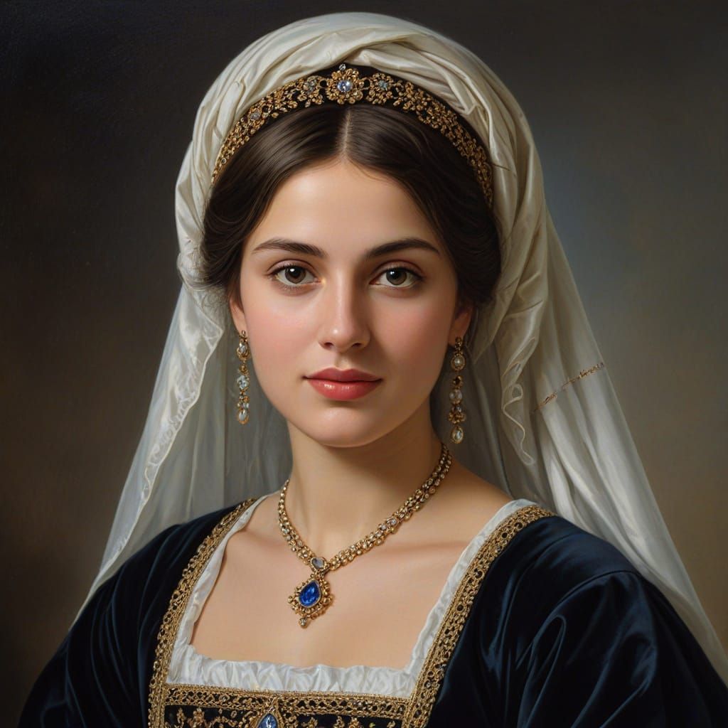 Georgian Woman Portrait in Rubens Oil Painting Style