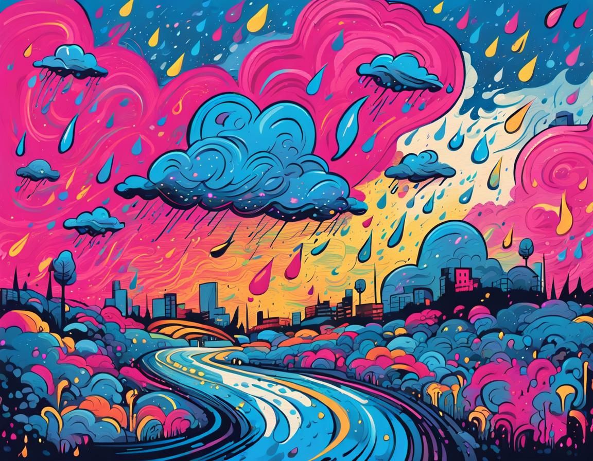 Whimsical Storm: Abstract Cloud in Comic Book Style