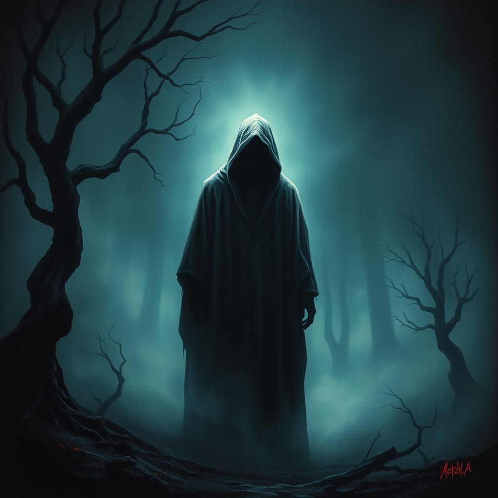 Eerie Ghostly Figure in a Symbolist Landscape