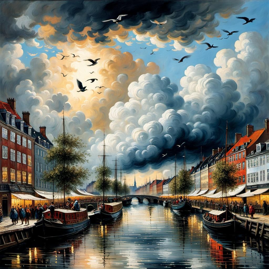 Canal View of Copenhagen, Capital of Denmark