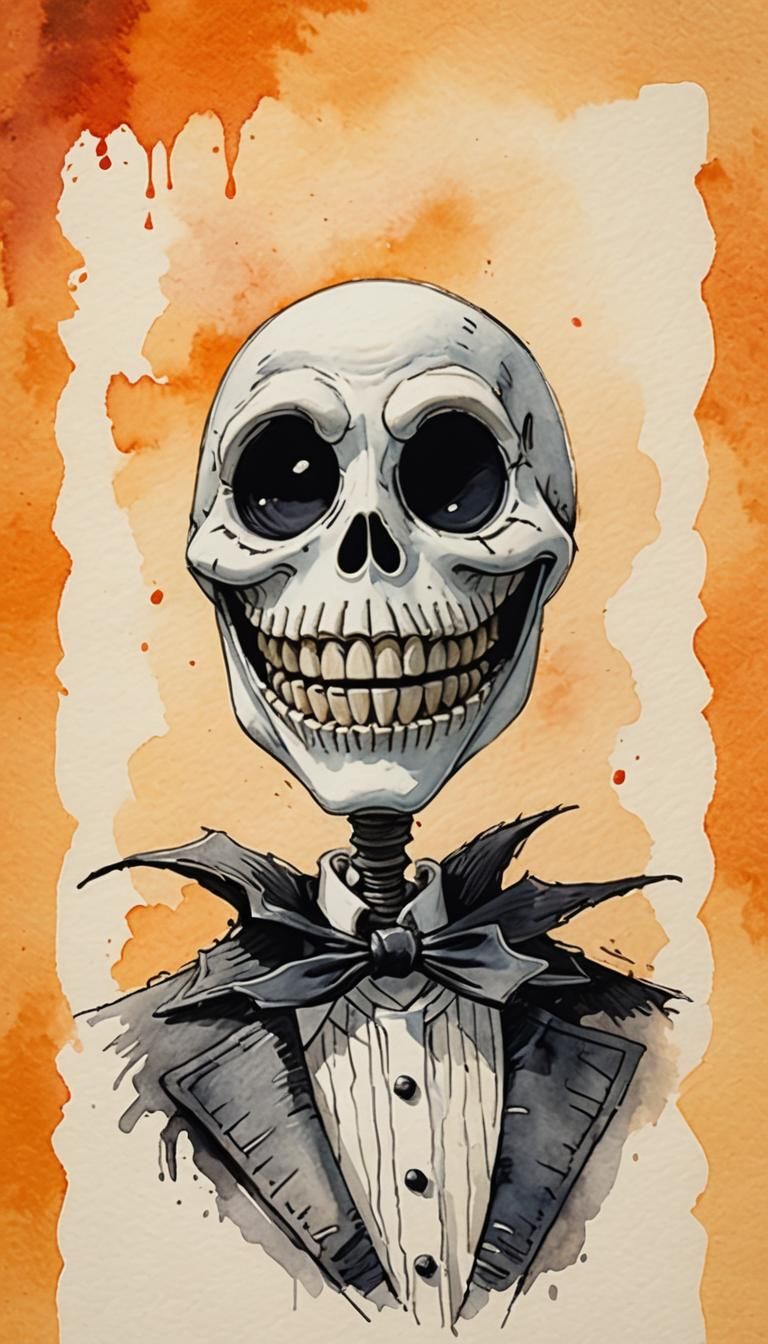 Jack Skellington Stationery in Watercolor Style