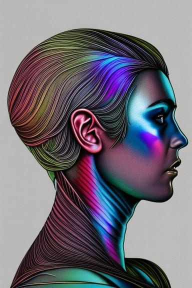 Colorful Iridescent Portrait in Dark Fantasy Style