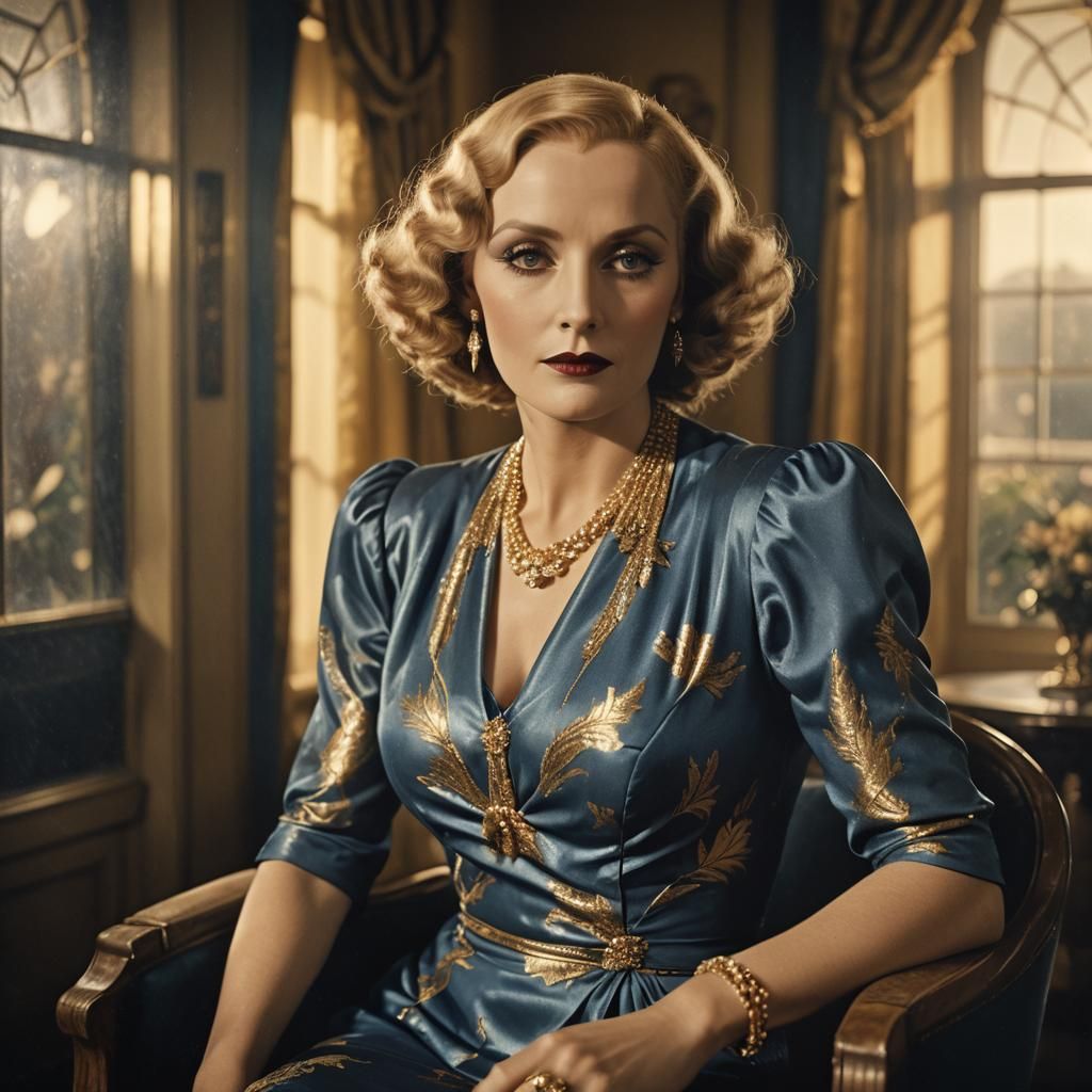 Elegant 1930s Lady in Art Deco Parlour