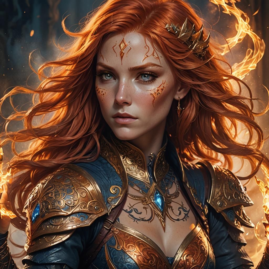 Enchanting Sorceress Casting Spells in Misty Forest