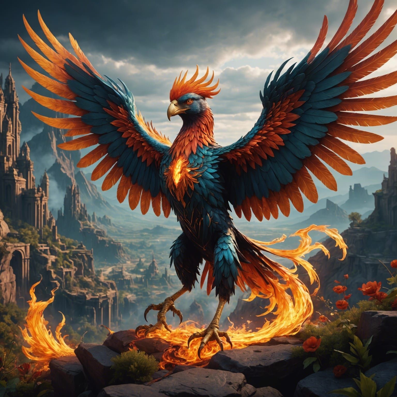 Detailed Phoenix: Mythical Bird of Rebirth