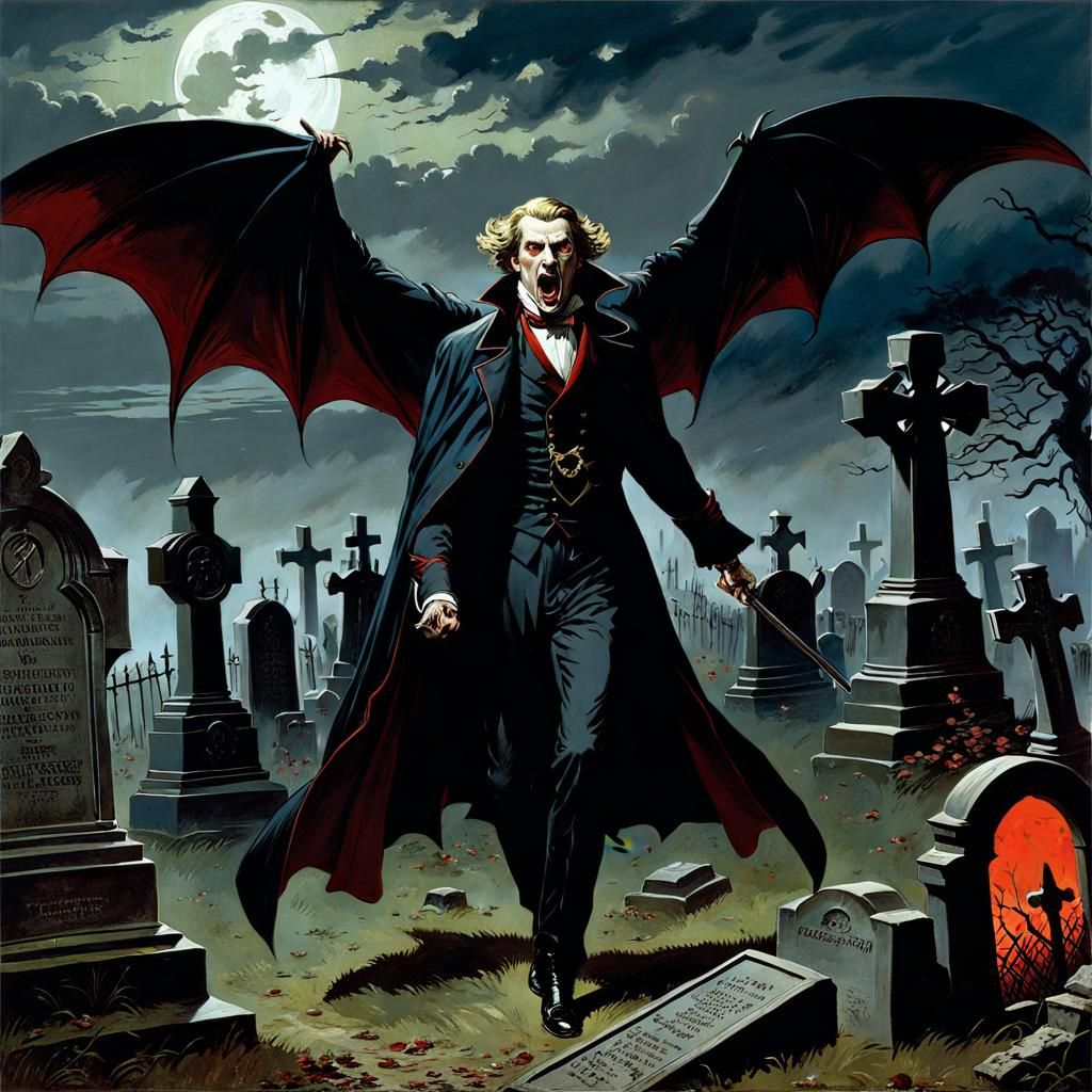 Vampire Strikes a Pose in Haunted Graveyard