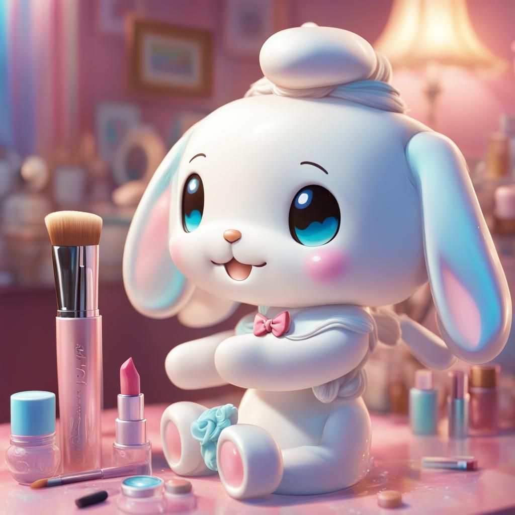 Hyperrealistic Cinnamoroll Applying Makeup