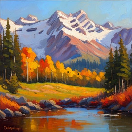 Colorful Autumn Landscape as Oil Painting