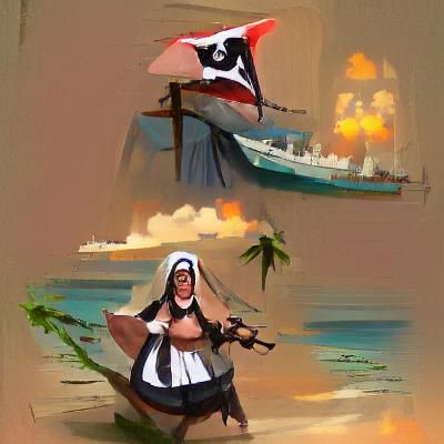 Pirate Nun on Tropical Island