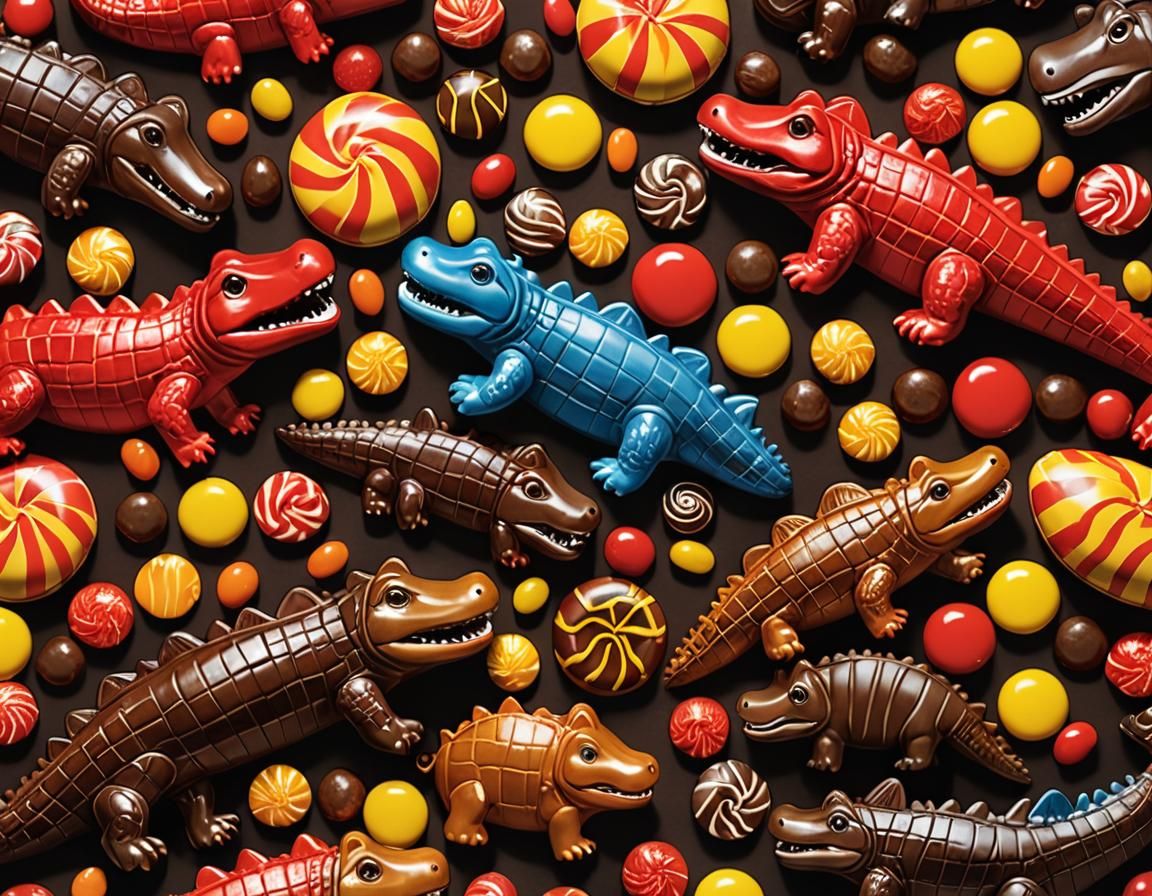 Candy Alligator and Elephant in Rich Colors