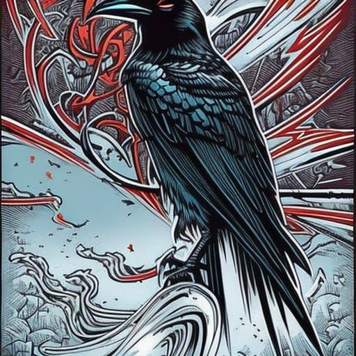 Ink Splash Raven Comic Book Art