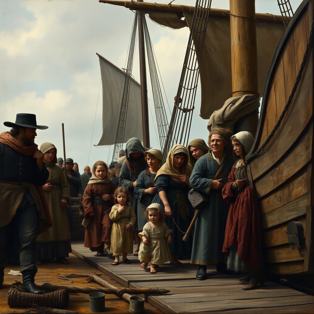 French Exiles Arrive in France: 18th Century Scene