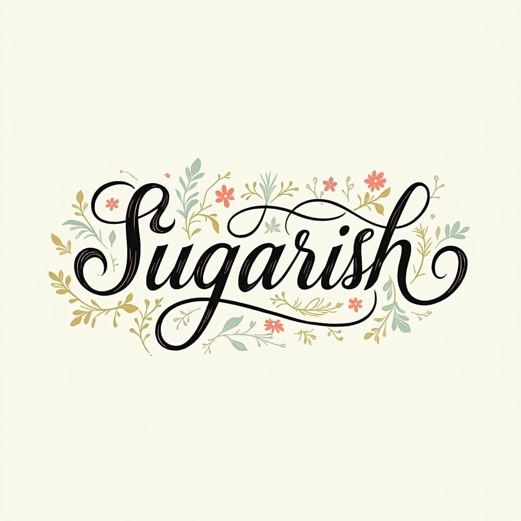 Sugarish Brand Name in Elegant Cursive Script