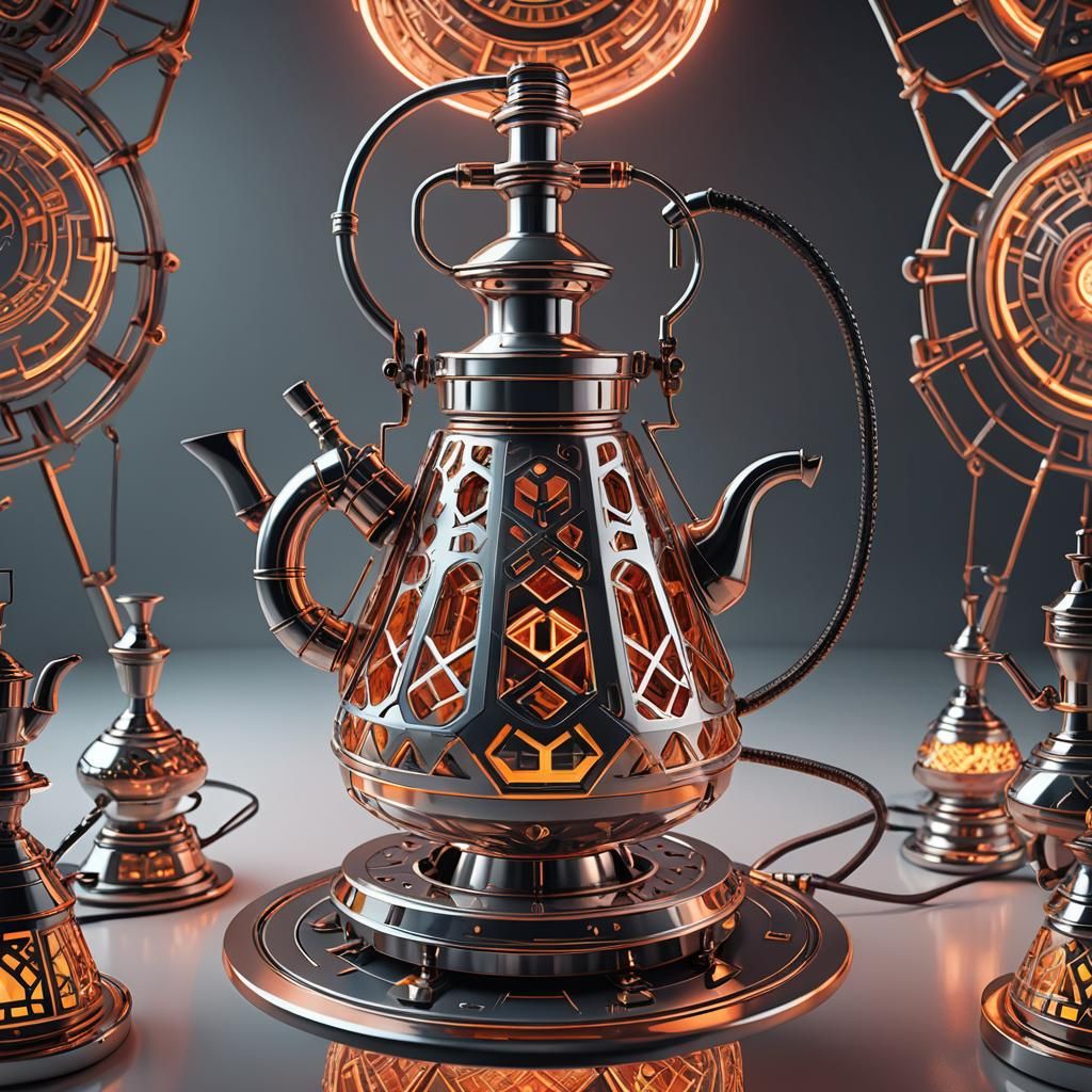 Futuristic Hookah Kettle: Sci-Fi Concept Art