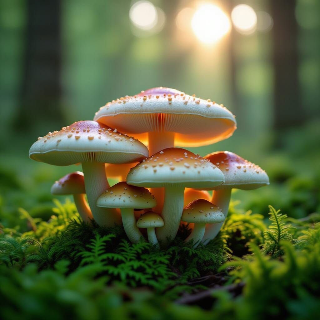 Glowing Mushroom Patch in Lush Forest