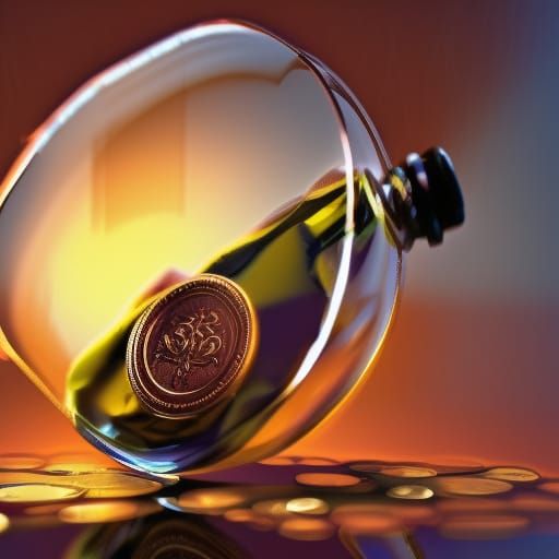 Golden Coin Fairy Town in a Bottle