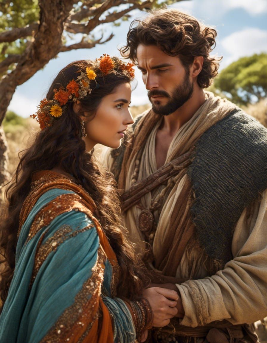 Realistic Portrait of Sumerian Man and Woman