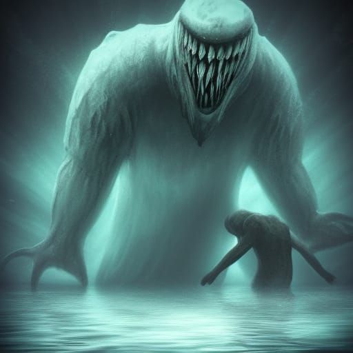 Eerie Water Monster: A Vision of Pure Evil