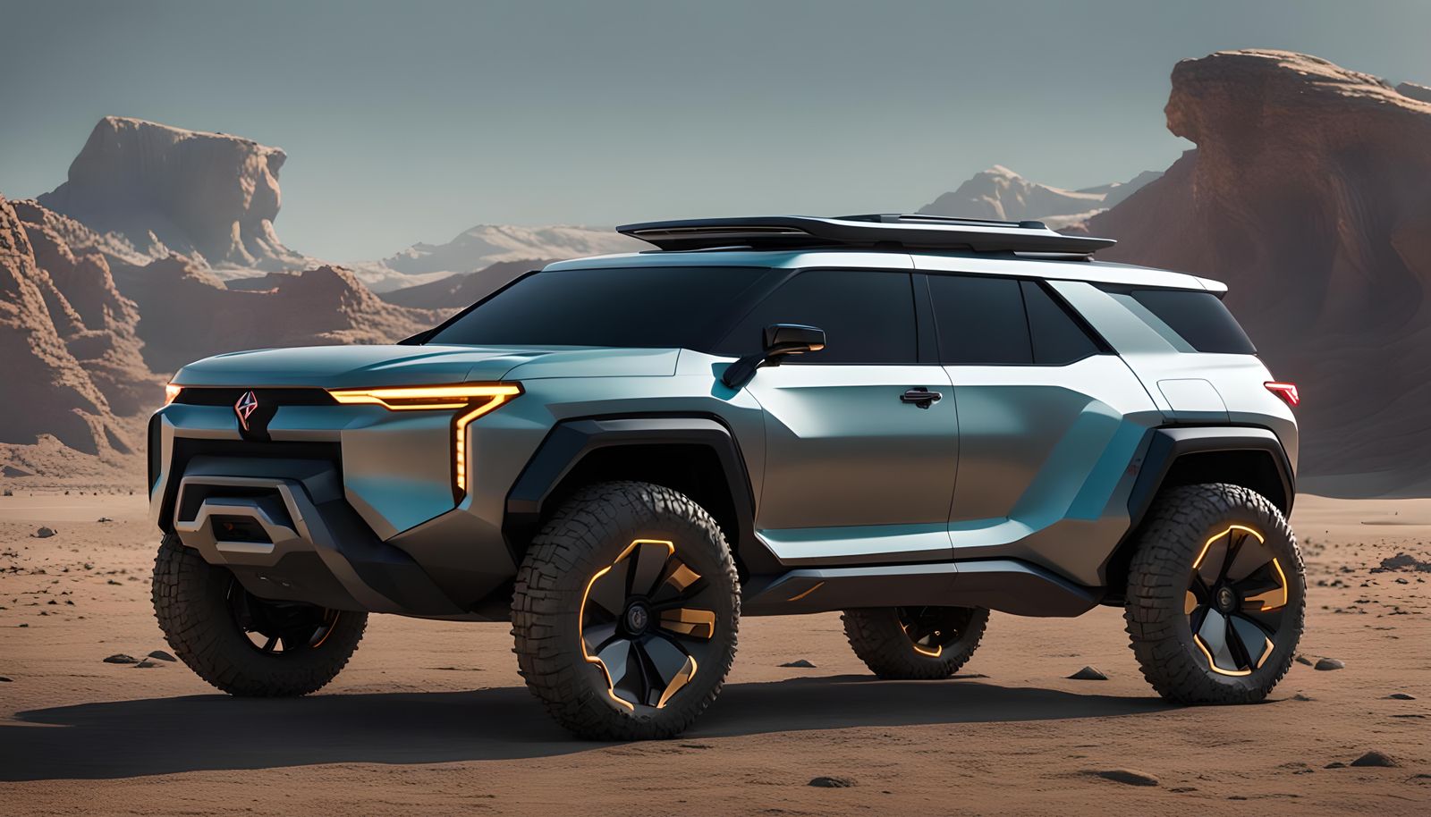 Futuristic 2026 Pontiac SUV in Cyberpunk Style