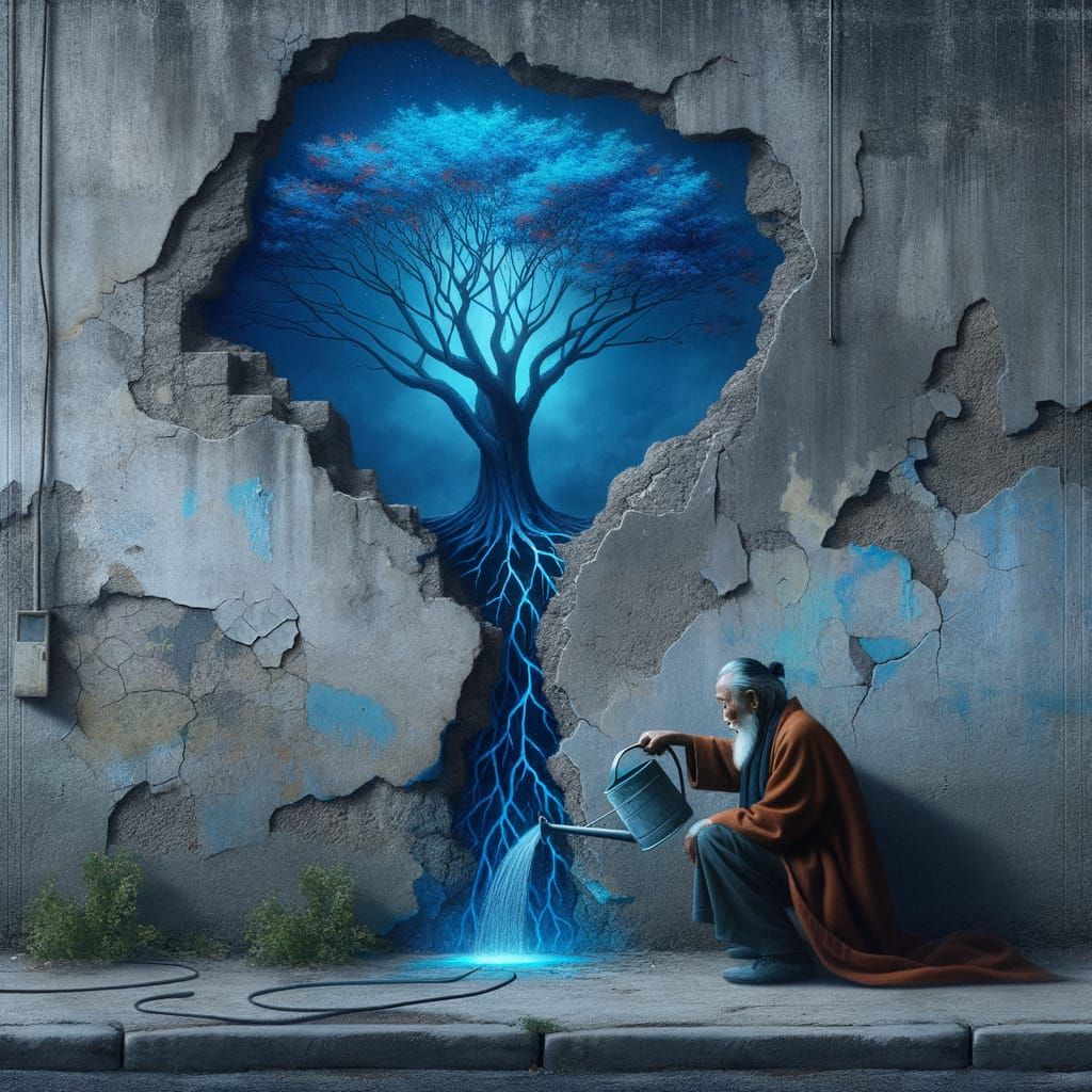 Dreamlike Blossoming Tree from Urban Crack