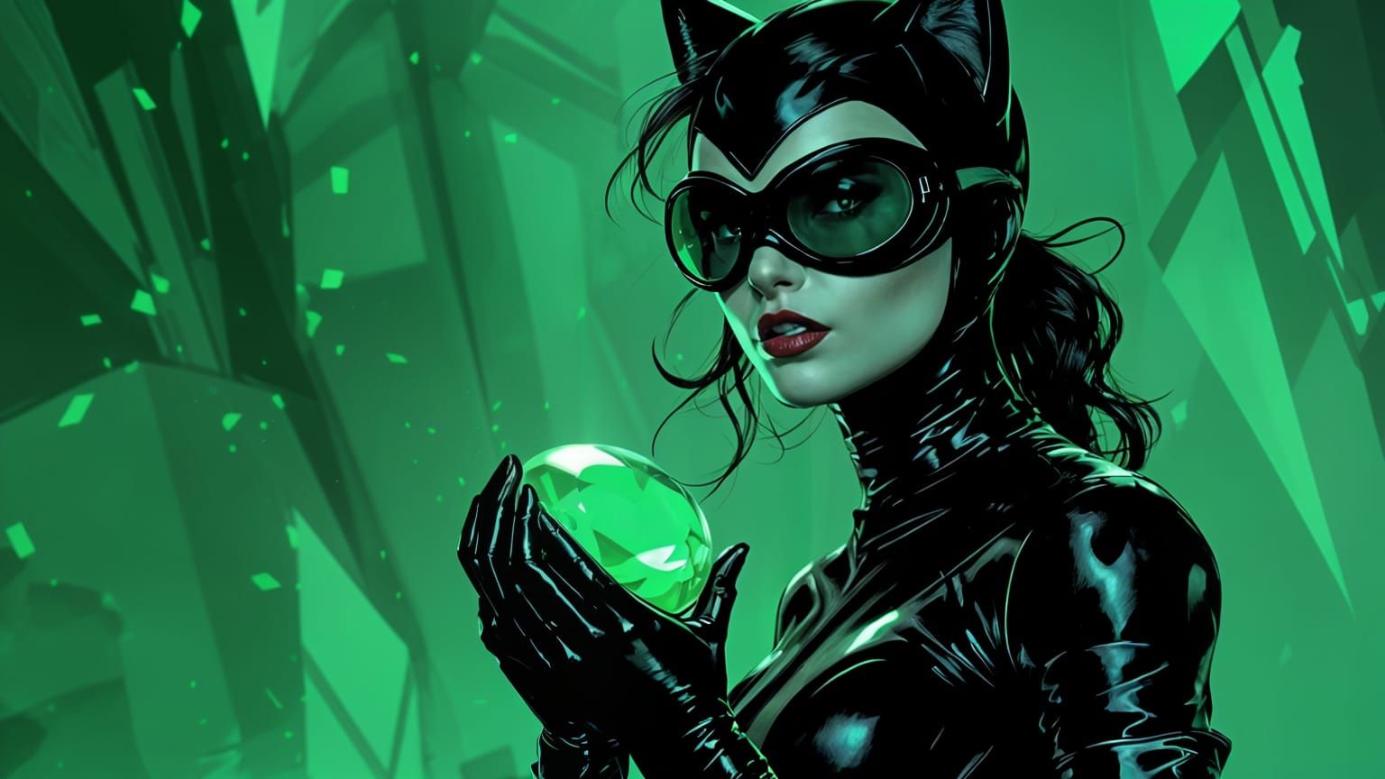 Gothic Comic Book Goddess with Emerald