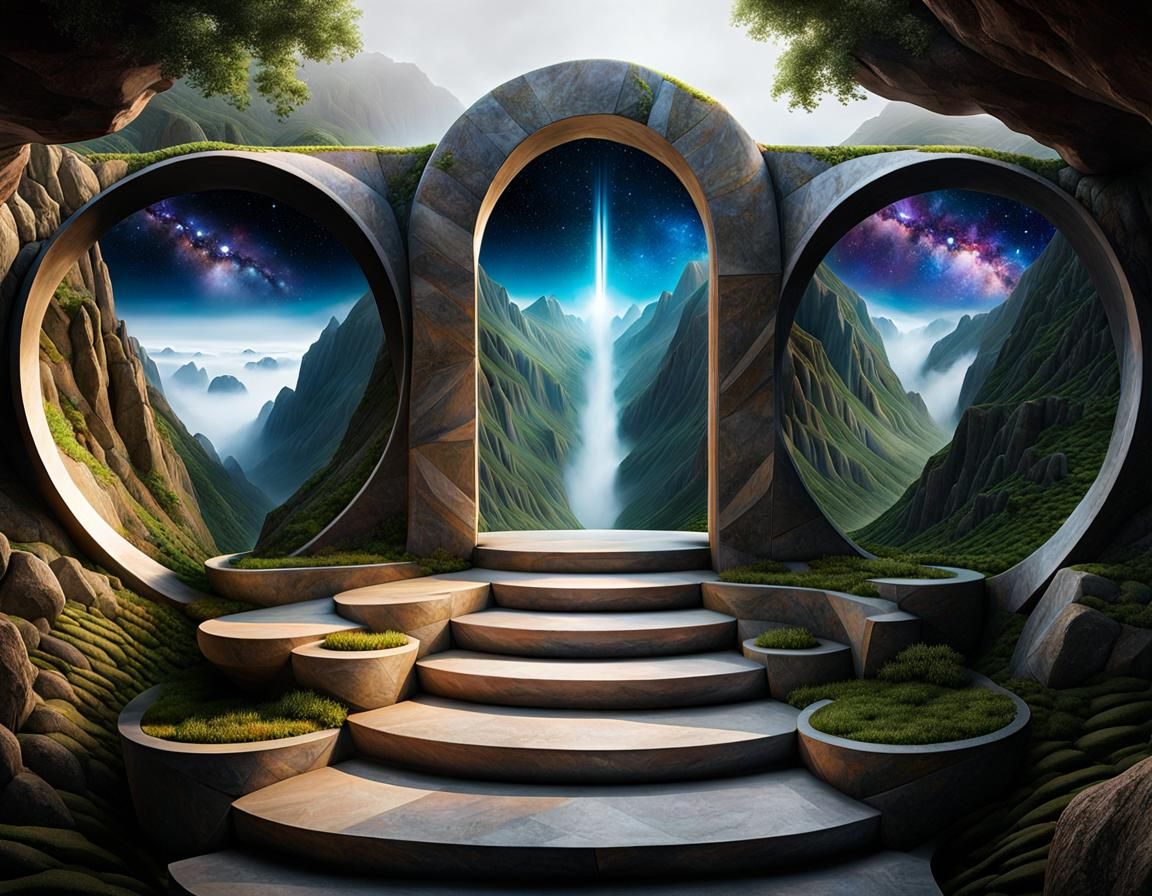 Hyperrealistic Marble Portals to Other Worlds