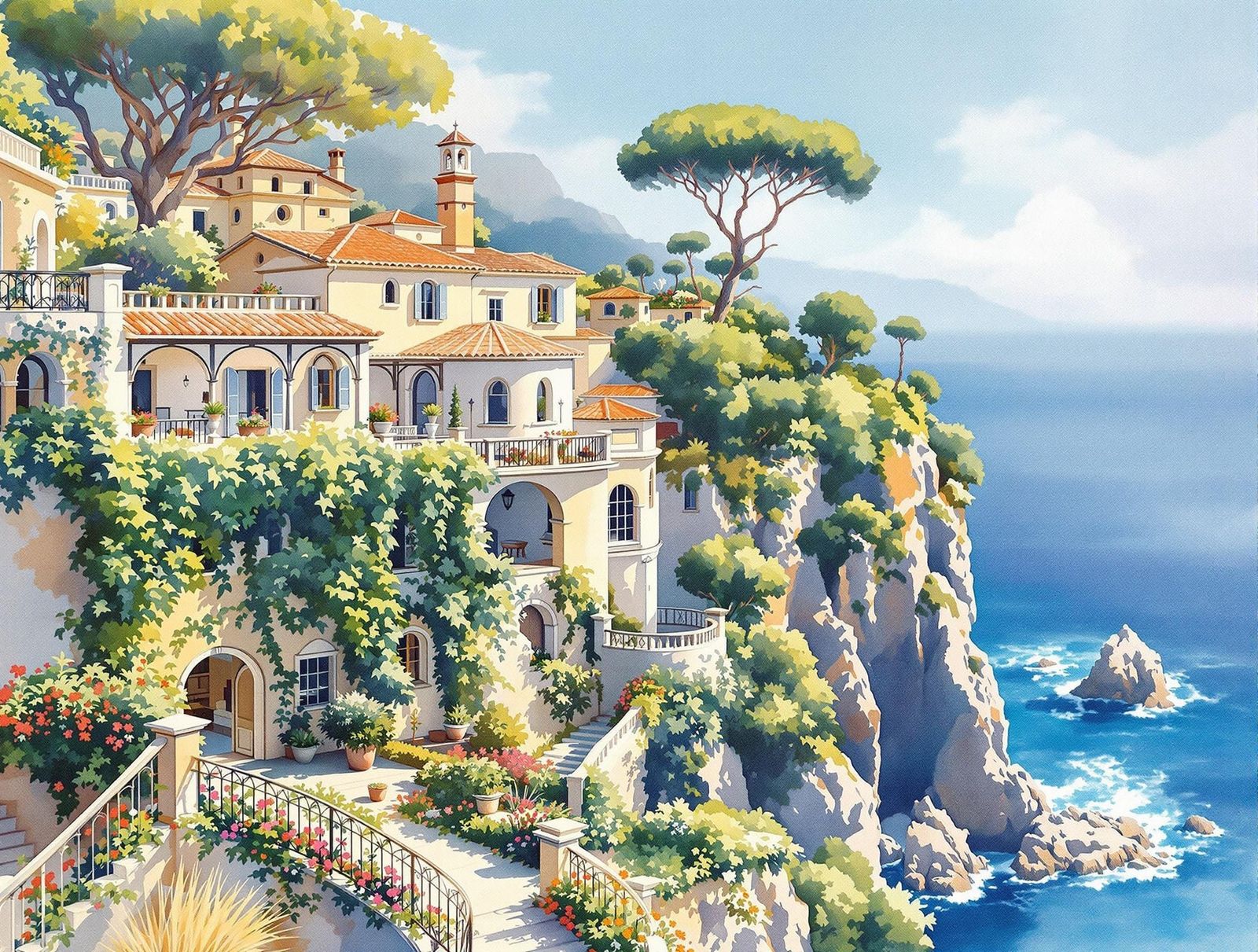 Renaissance Villa Overlooks Ocean in Italian Mediterranean S...