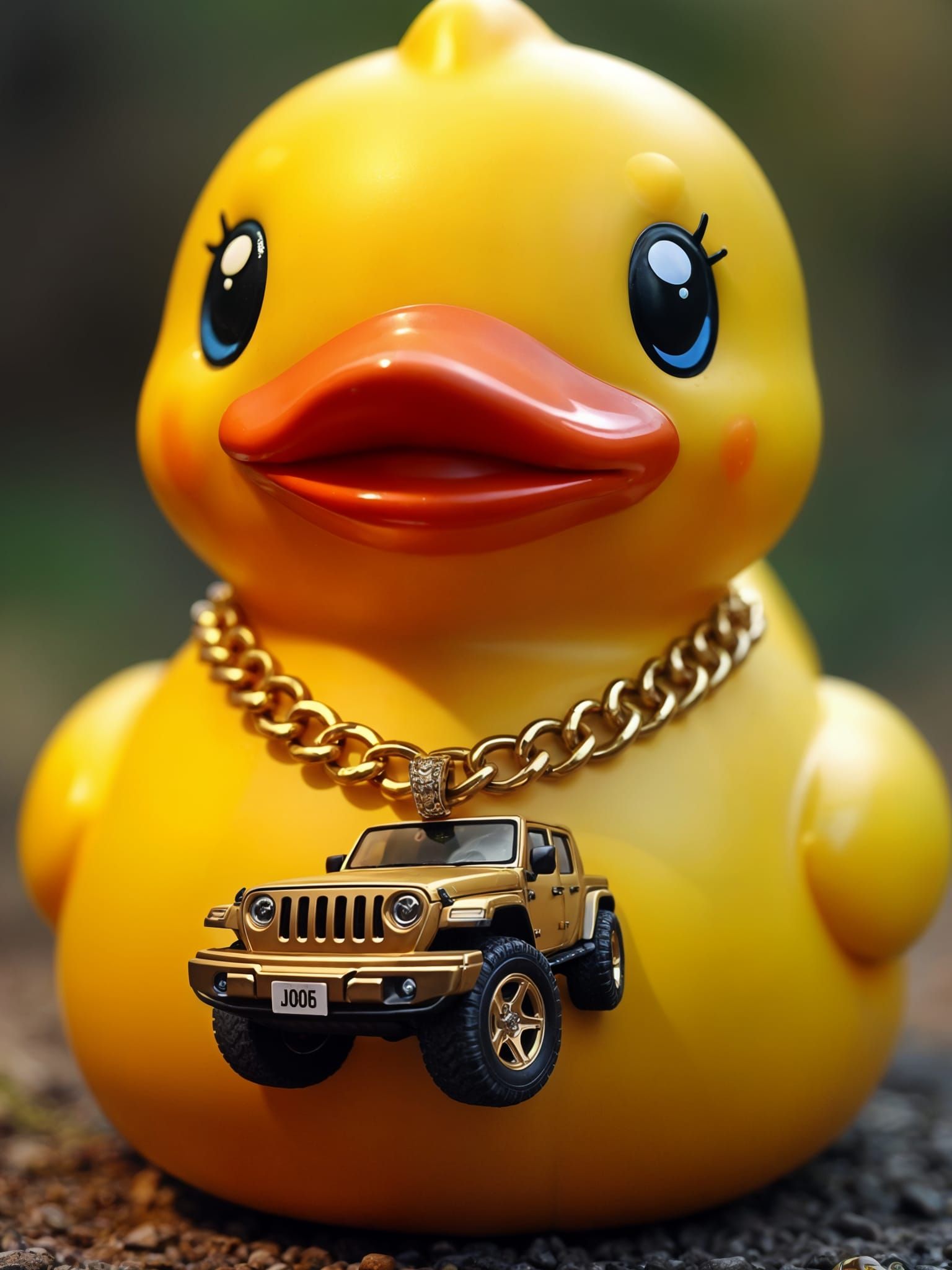 Rubber Duck with Jeep Pendant Necklace