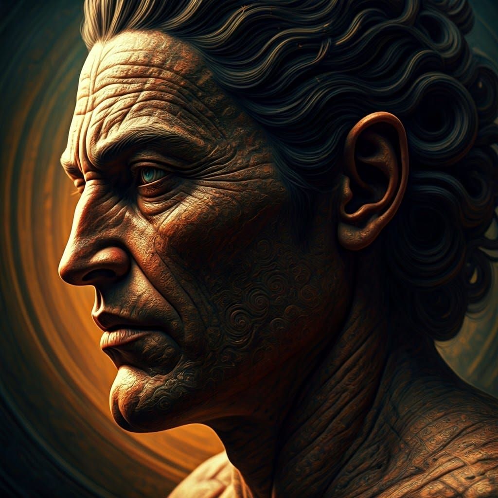 Dramatic Deity Portrait in Hyperrealistic Style