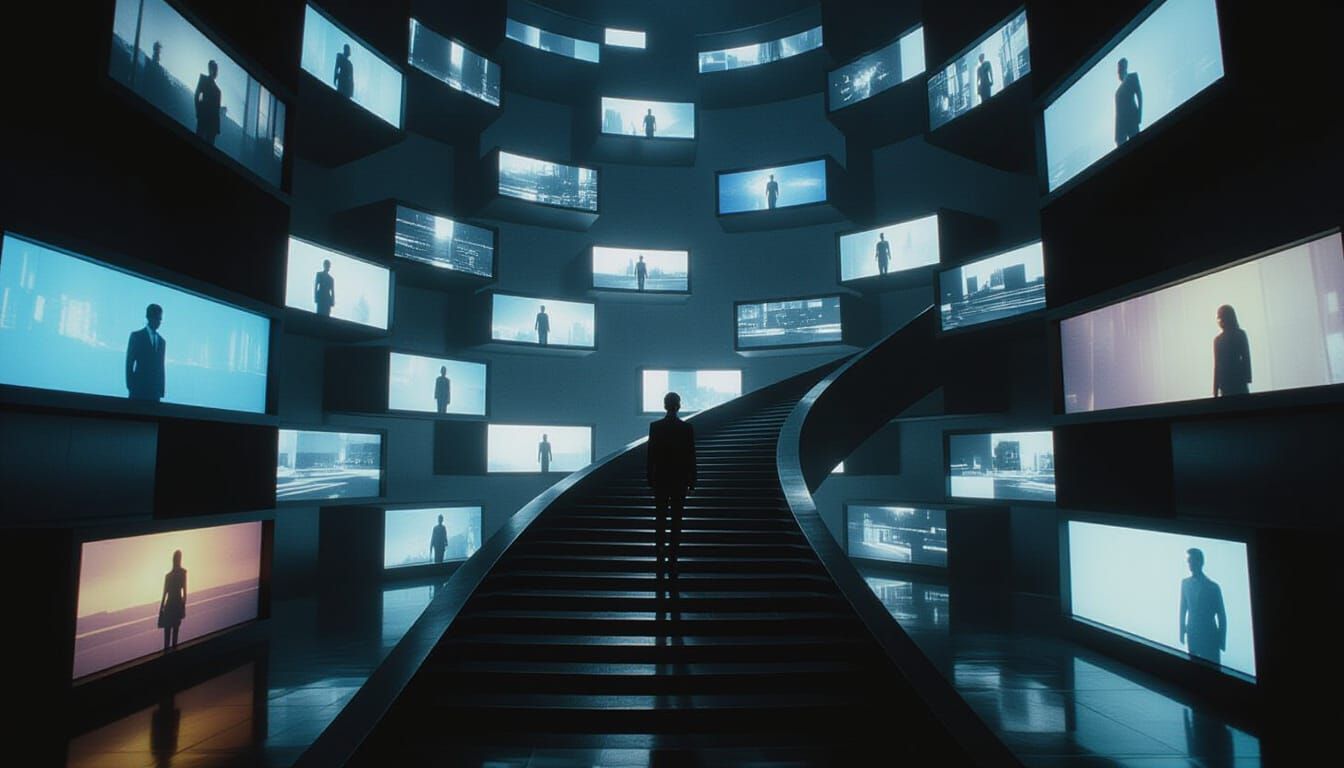 Infinite Staircase in the Style of Blade Runner