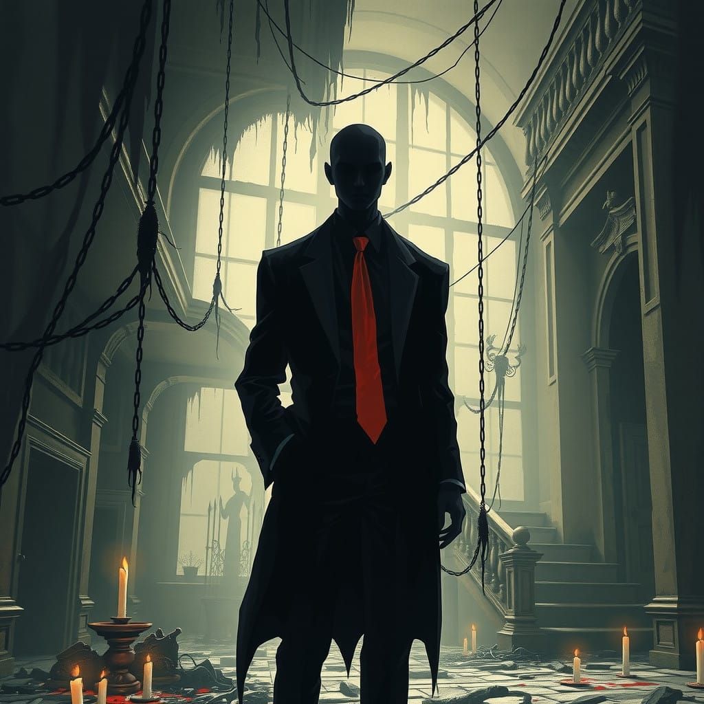 Ethereal Dark Figure Lurks in Haunted Mansion