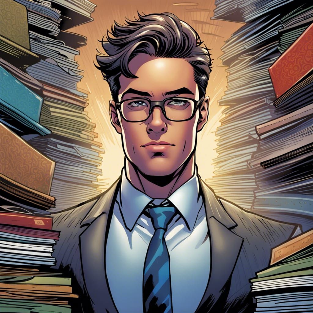 Young Man in Business Attire Comic Book Art