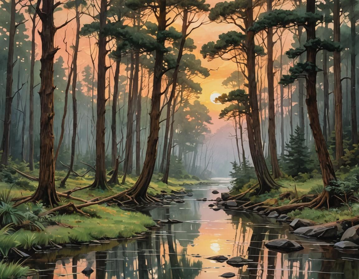 Winter Storm Meets Summer Sunrise: Watercolor Painting