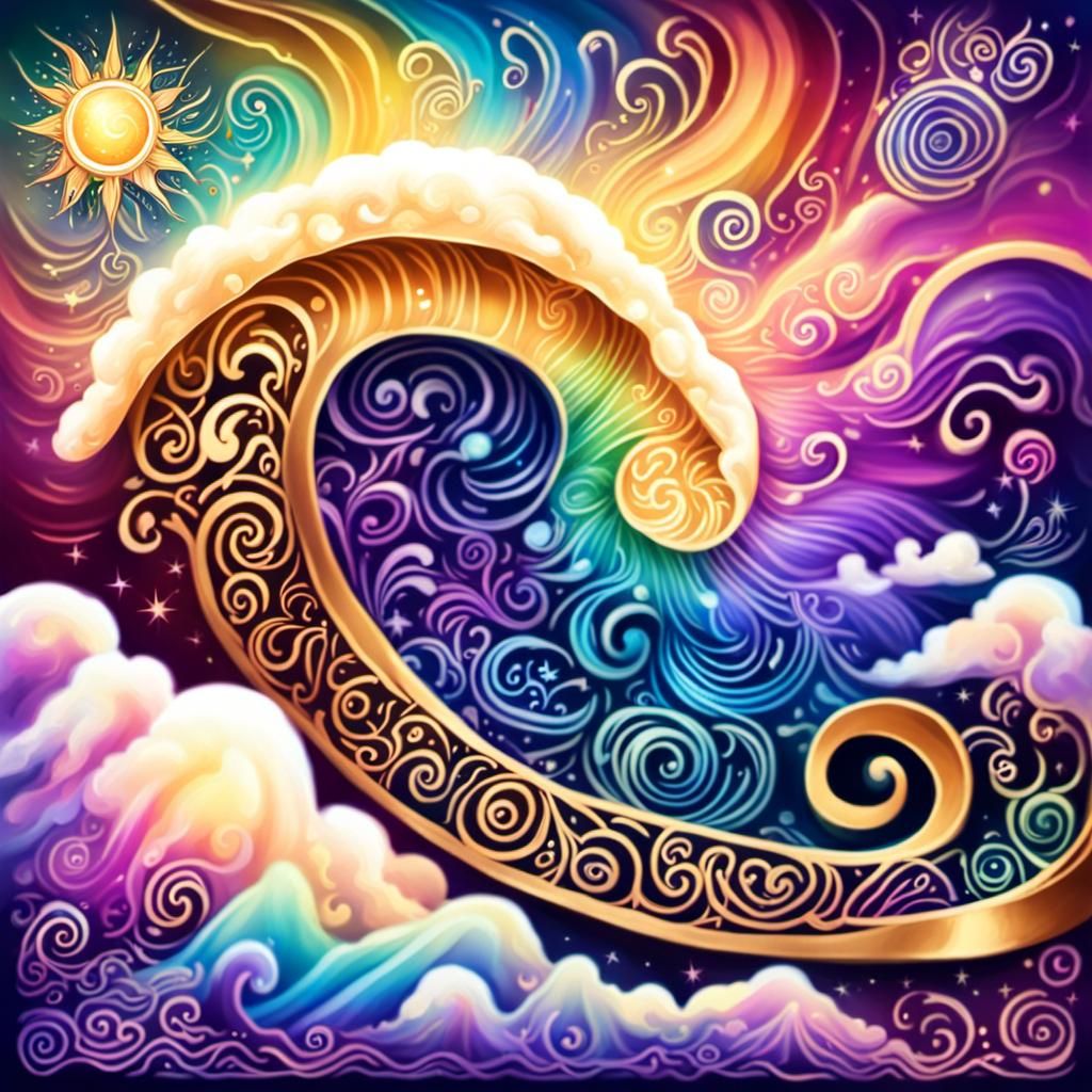 Radiant Rainbow Poetry on Golden Parchment