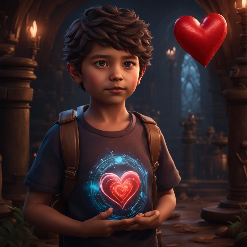 Child Holding Heart: Detailed Matte Painting in Unreal Engin...