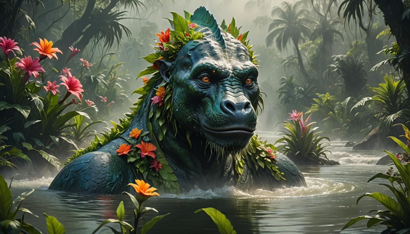 Mystical Congo River Basilisqua Revealed in Chiaroscuro