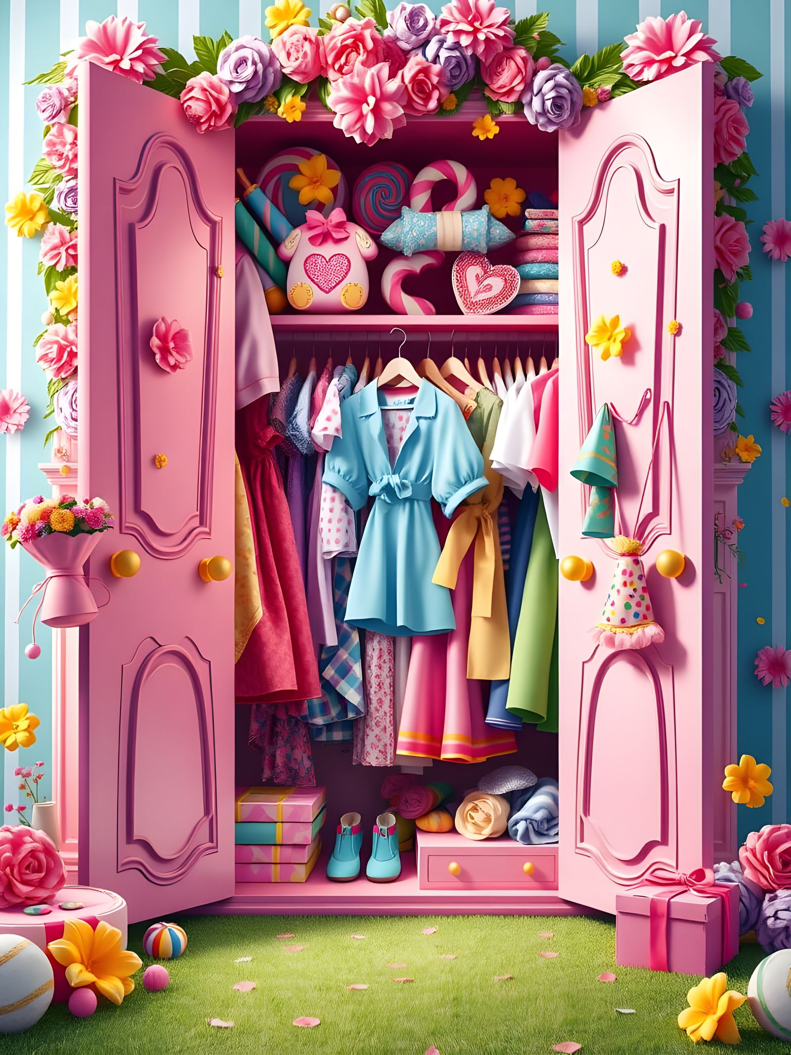 Whimsical Wardrobe Wonderland in Candy Art Style