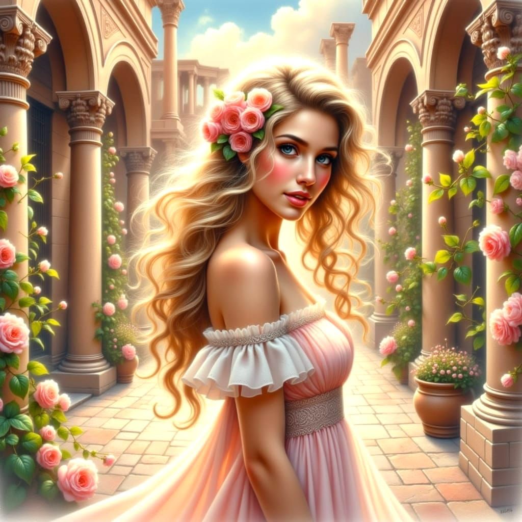 Ethereal Greek Goddess in Elegant Watercolor