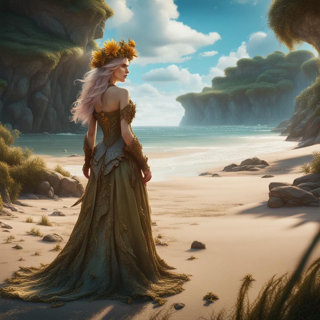 Queen of Summer on the Beach: Fantasy Concept Art