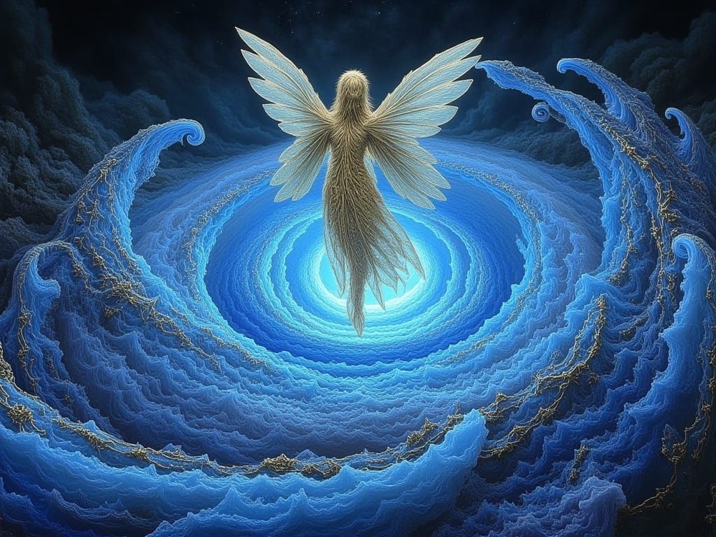 Ethereal Being in Cosmic Vortex